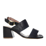 Sandalia tacon negro cuero para mujer H-DIANA
