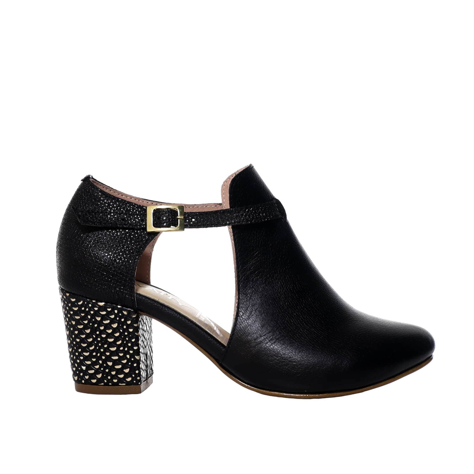 Tacon negro cuero para mujer H-MILENA