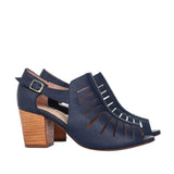 Sandalia tacon azul cuero para mujer H-WANDA