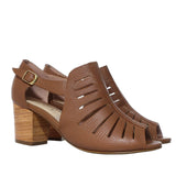 Sandalia tacon miel cuero para mujer H-WANDA