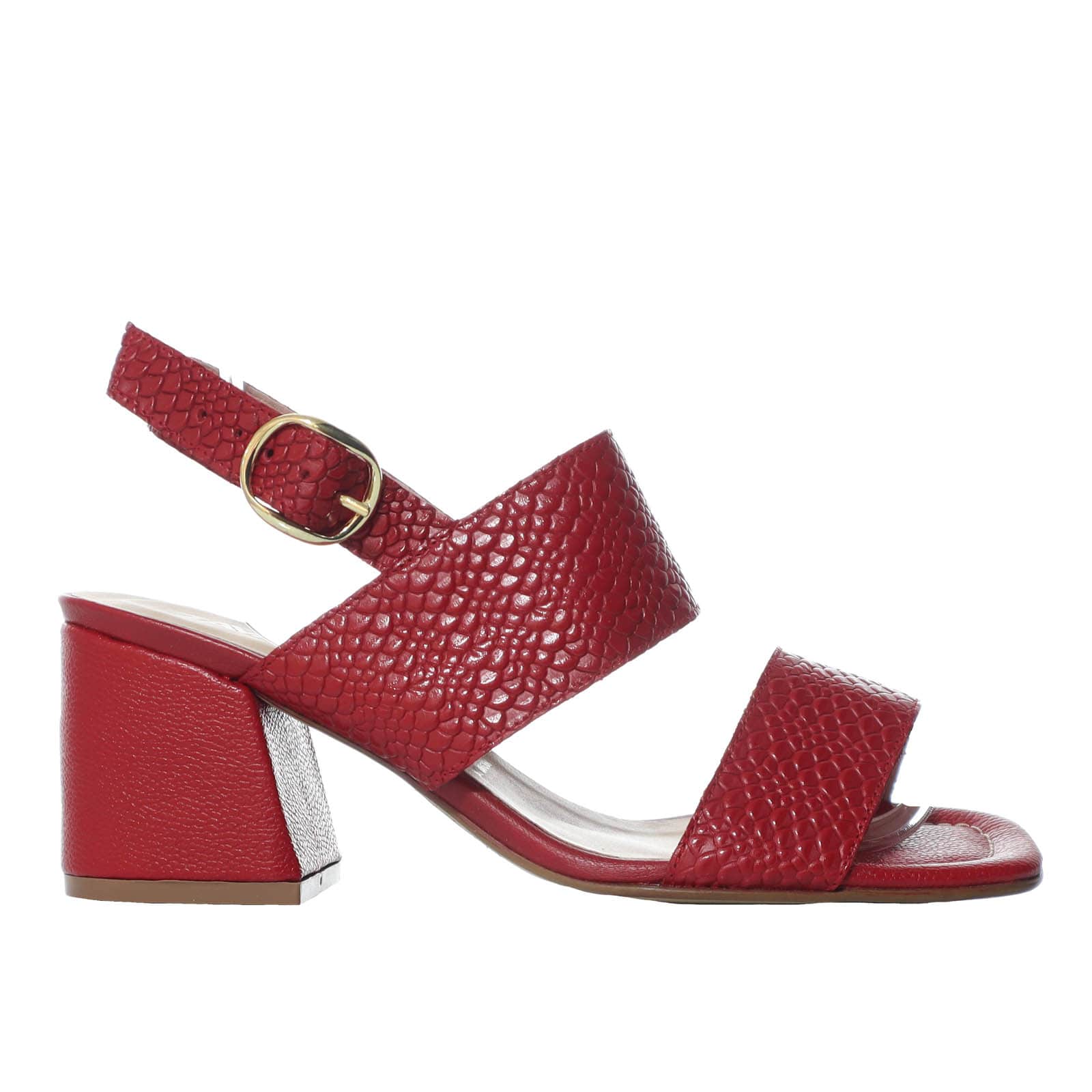 Sandalia tacon rojo cuero para mujer H-DIANA