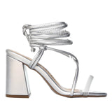 Sandalia tacon plata para mujer J04-Z471