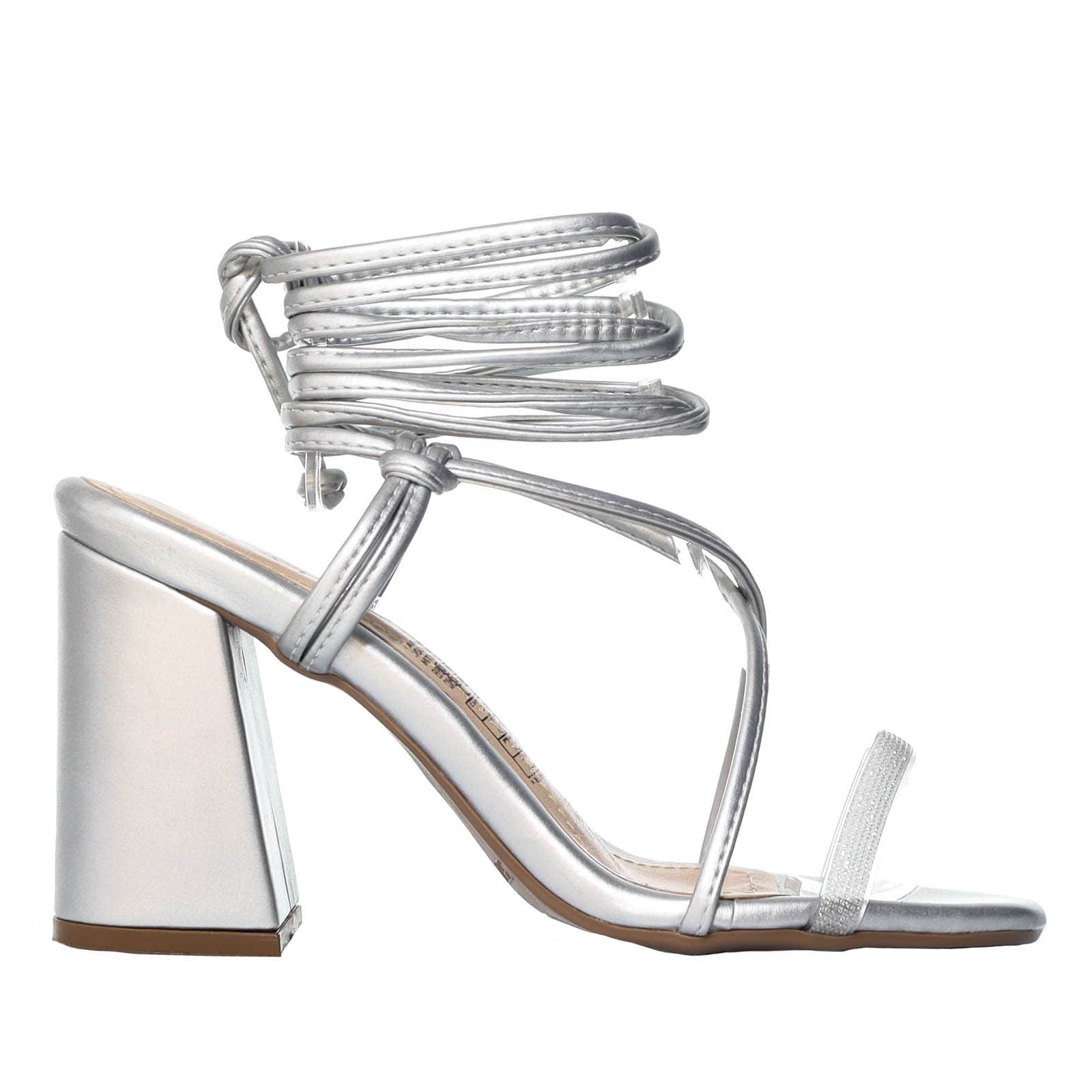 Sandalia tacon plata para mujer J04-Z471