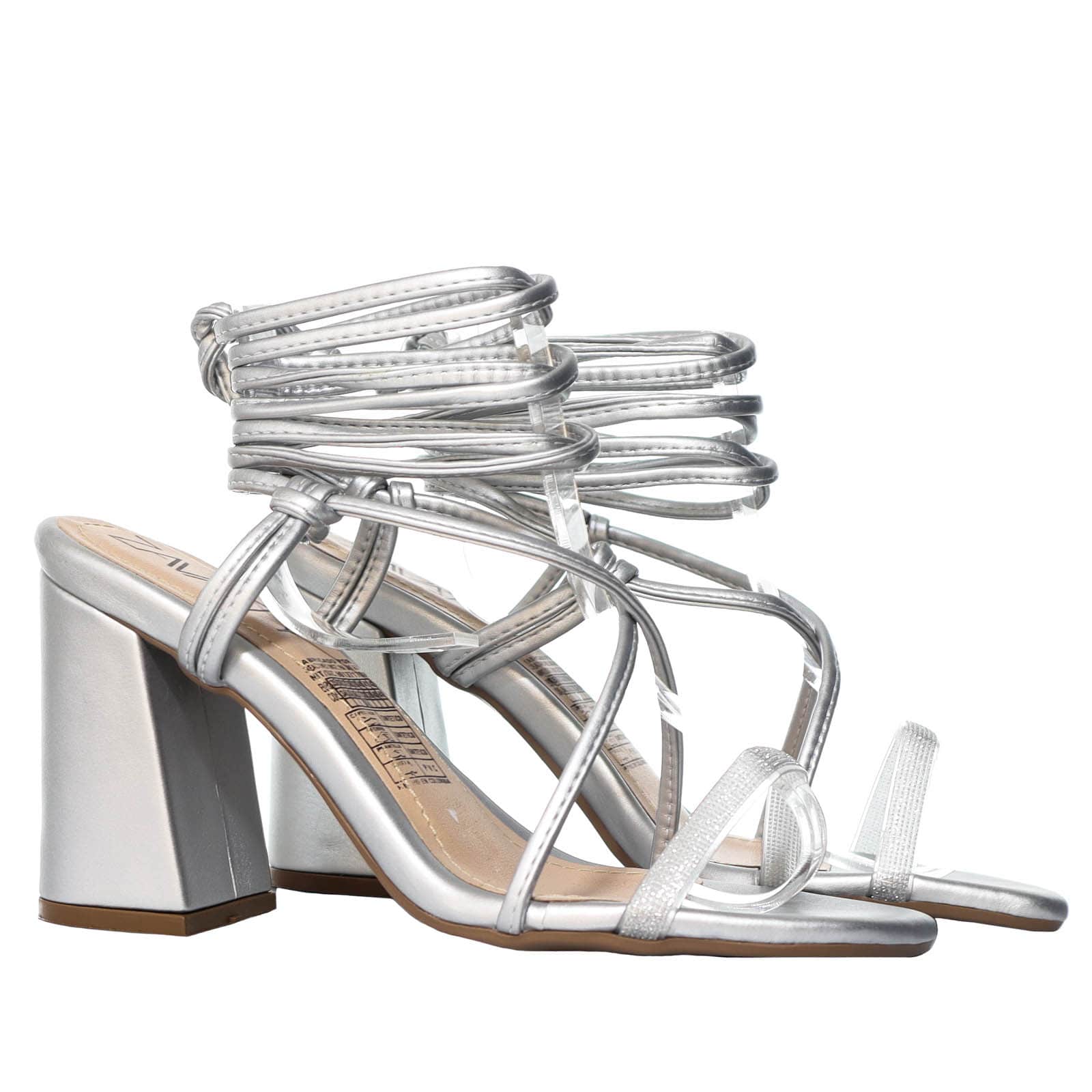 Sandalia tacon plata para mujer J04-Z471