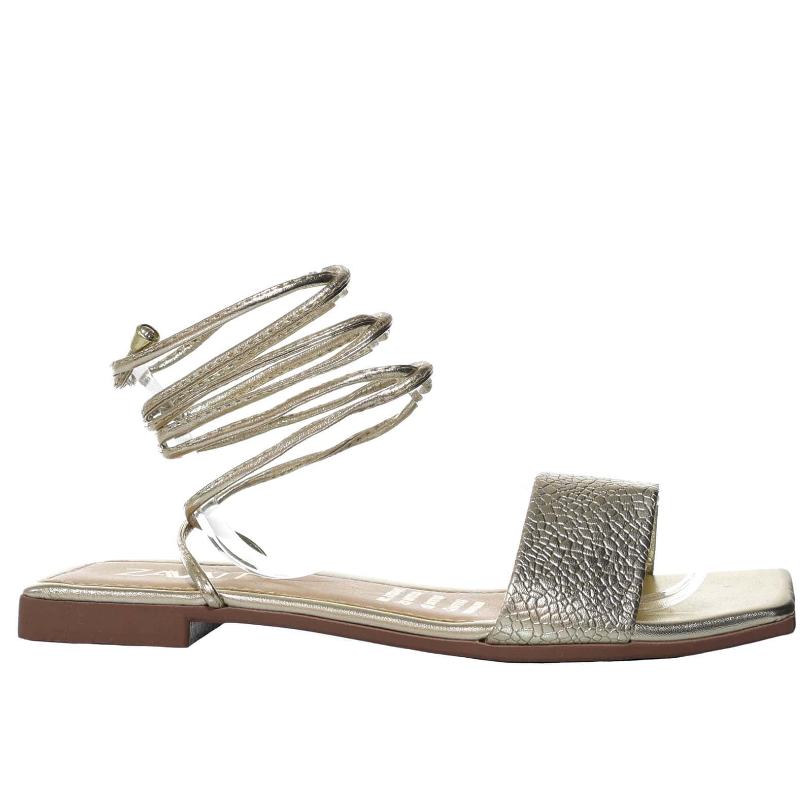 Sandalia plana champaña para mujer V660-Z84