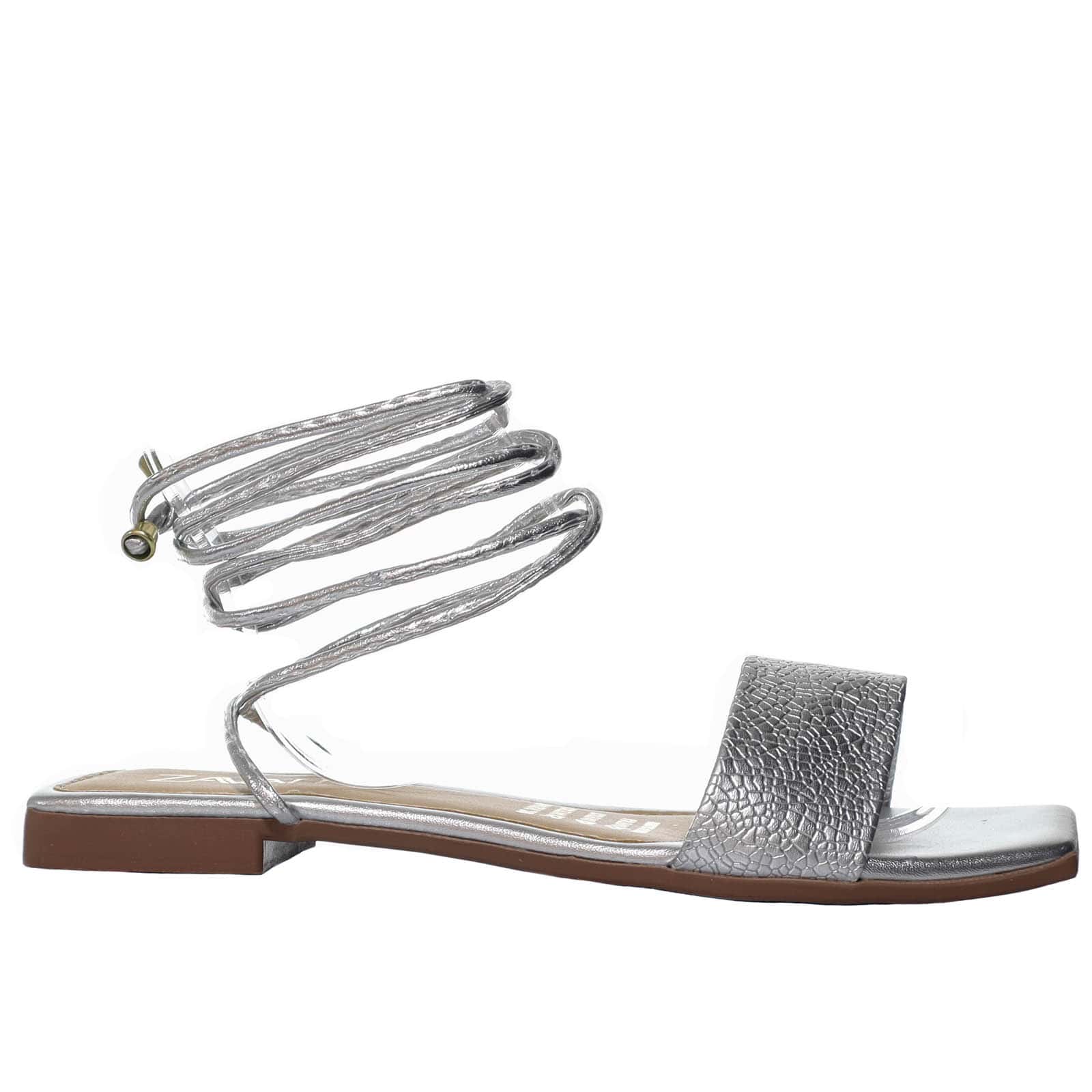 Sandalia plana plata para mujer V660-Z84