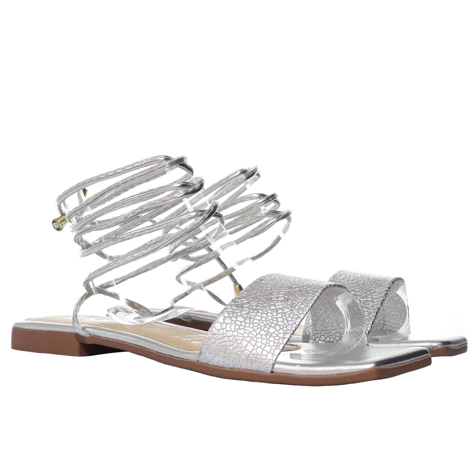 Sandalia plana plata para mujer V660-Z84