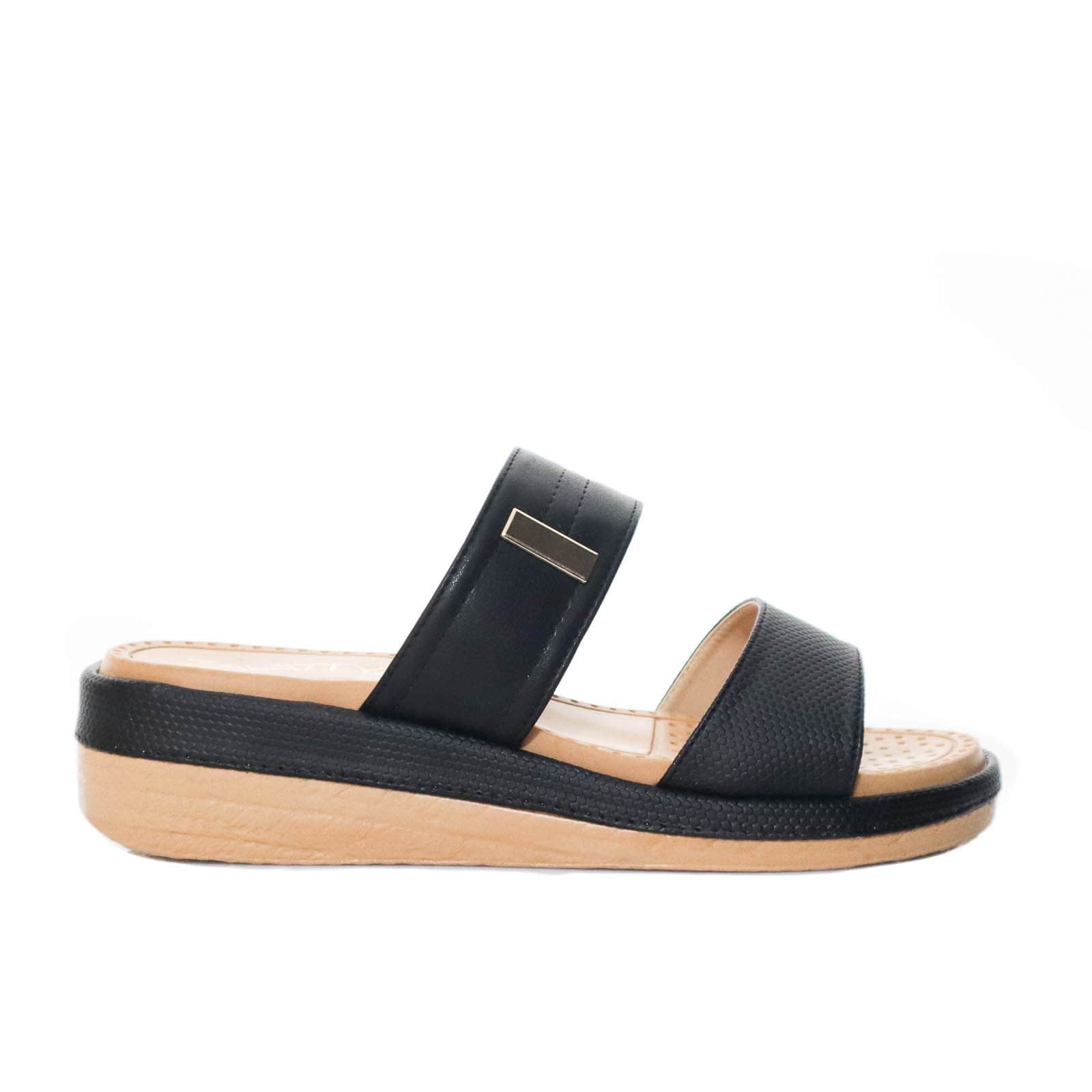 Sandalia plana negro para mujer 126-Z431