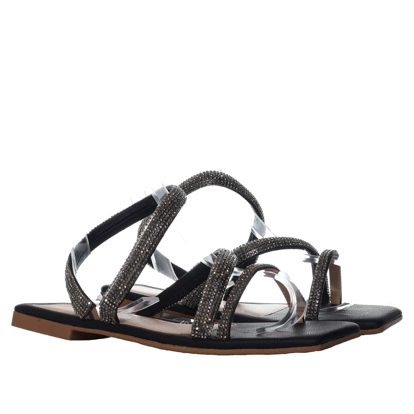 Sandalia plana negro para mujer 1300-Z562