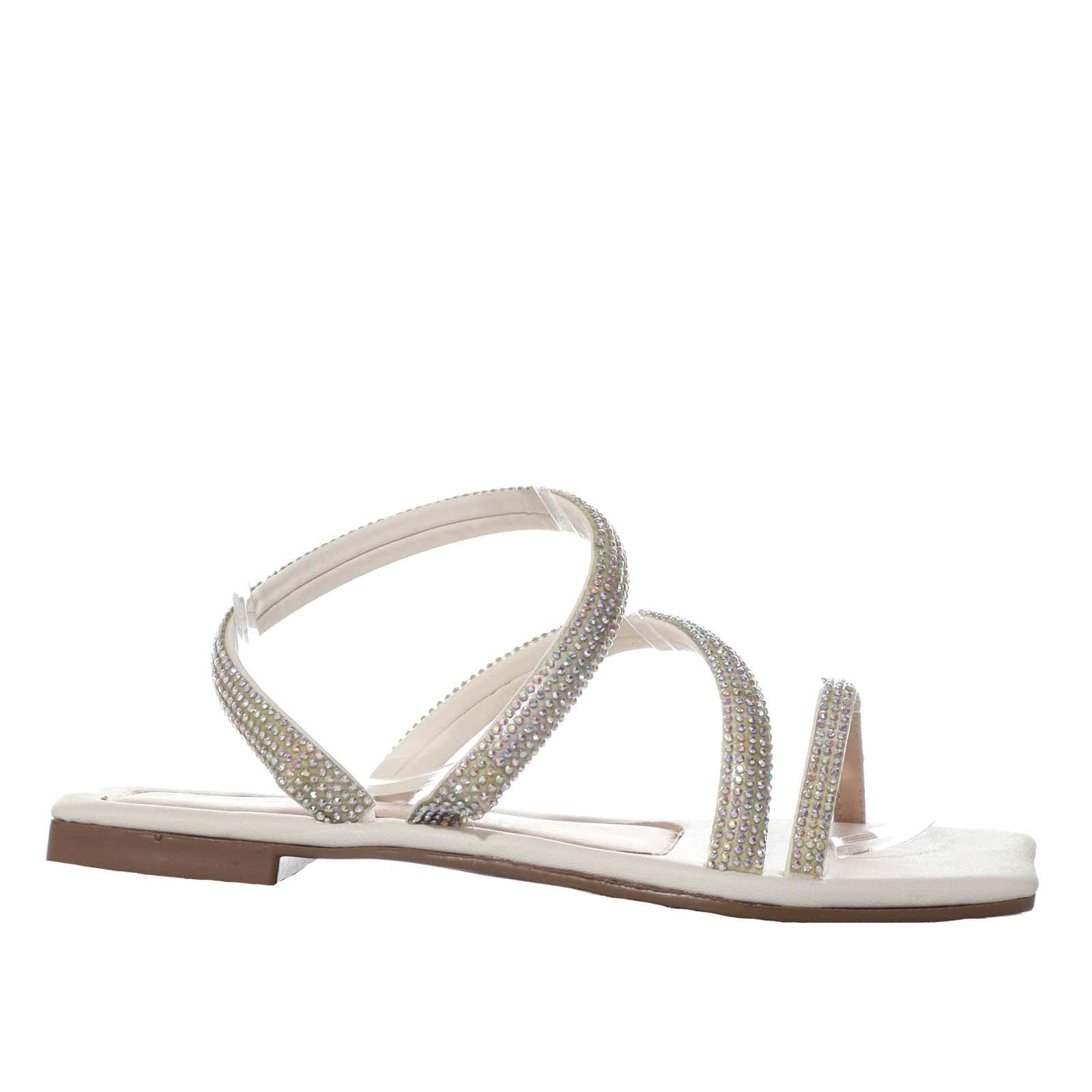 Sandalia plana talco para mujer 1300-Z562