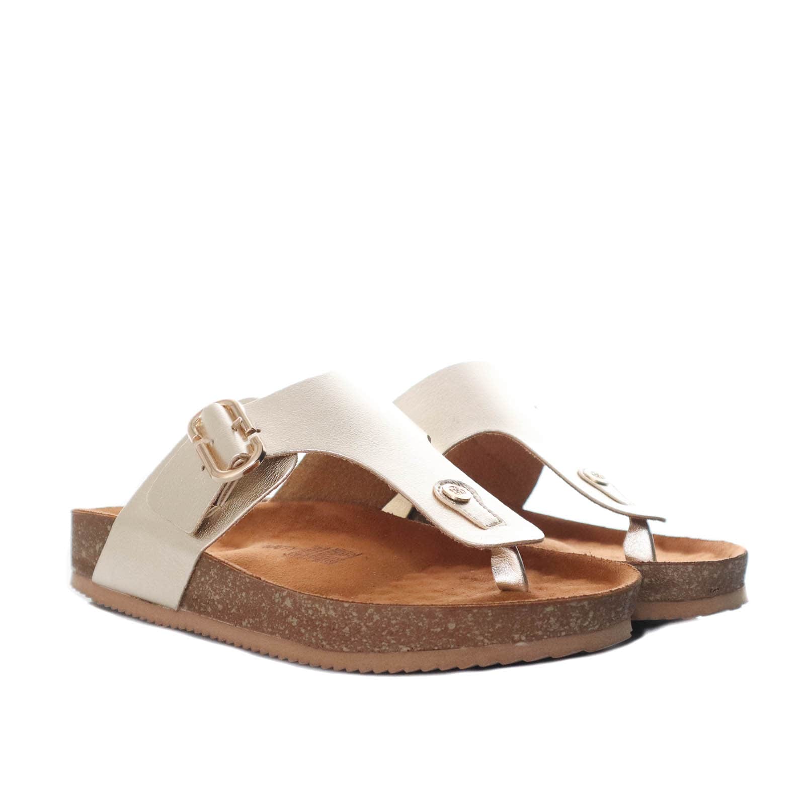 Sandalia plana champaña para mujer 2000-Z620