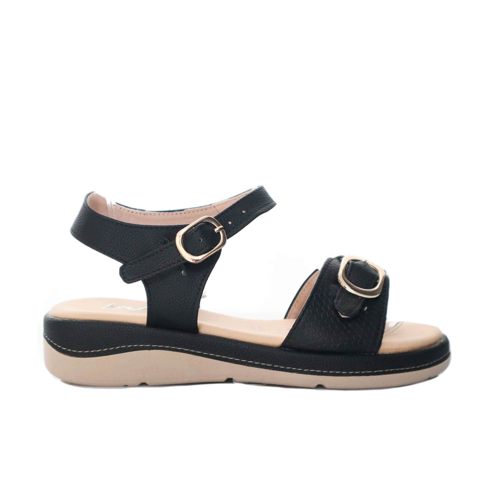 Sandalia plana negro para mujer 404-Z303