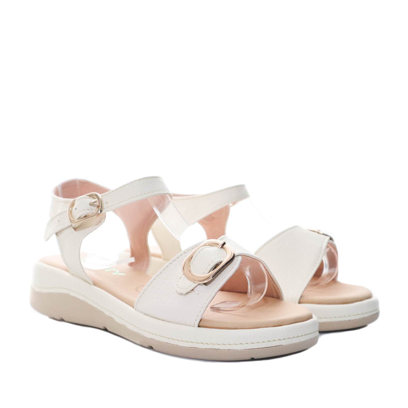 Sandalia plana talco para mujer 404-Z303