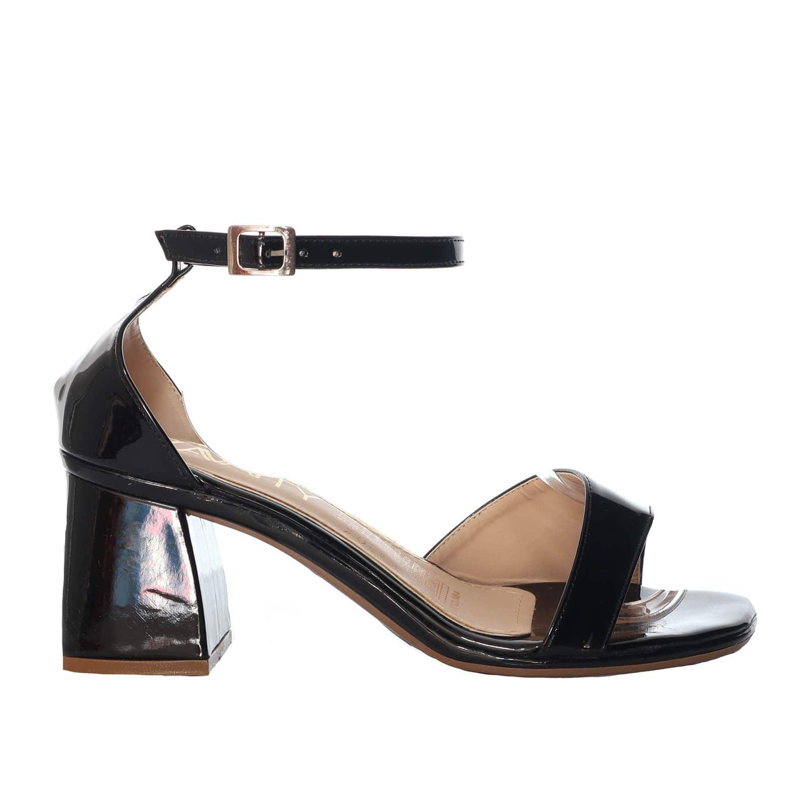 Sandalia tacon negro charol para mujer 867-Z571