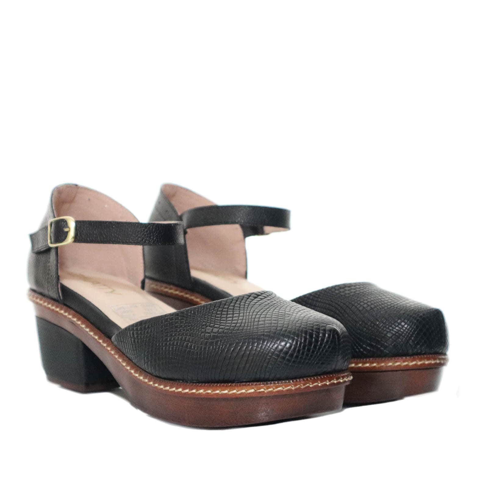 Sleidy negro cuero para mujer H-AMELIA