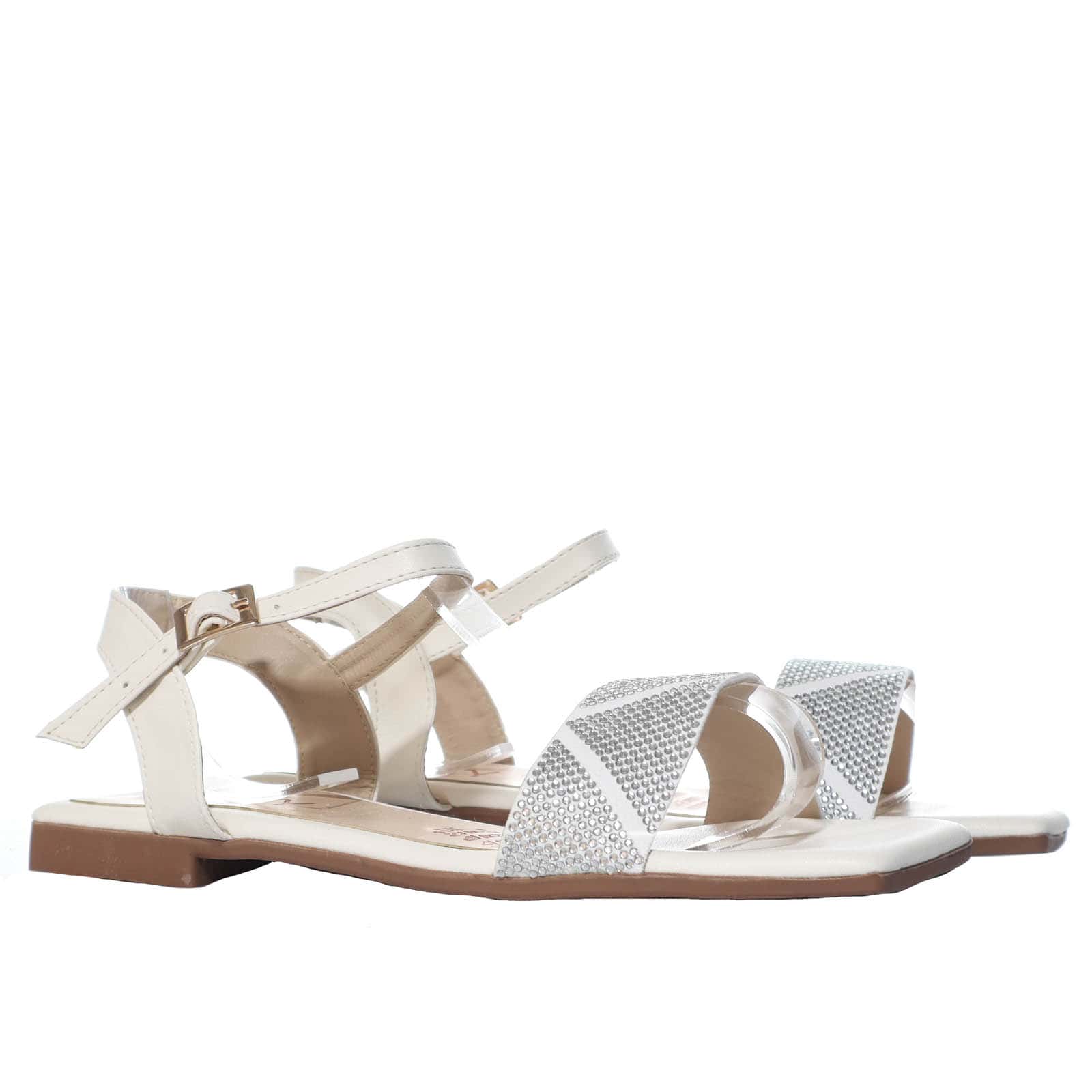 Sandalia plana talco para mujer P424-Z84