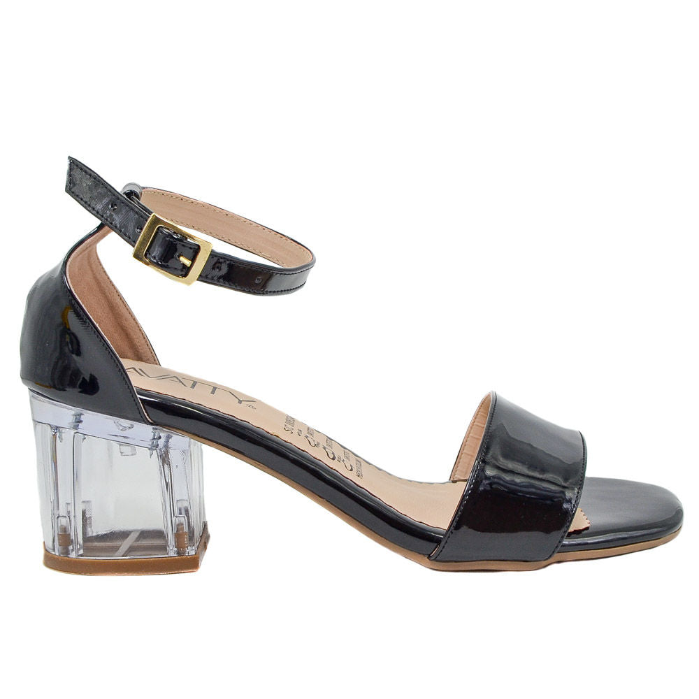 Sandalia tacon negro x charol para mujer 2140-Z148