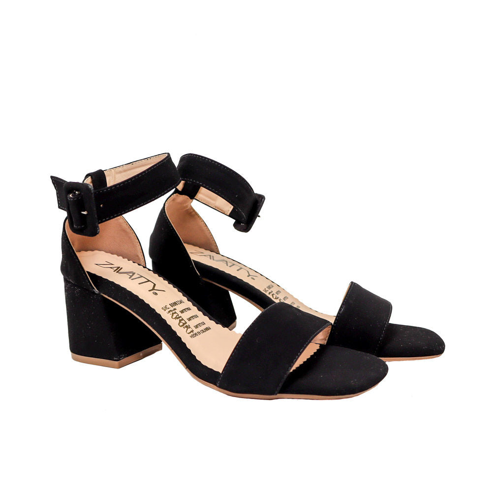 Sandalia tacon negro nobuck para mujer 2350-Z148