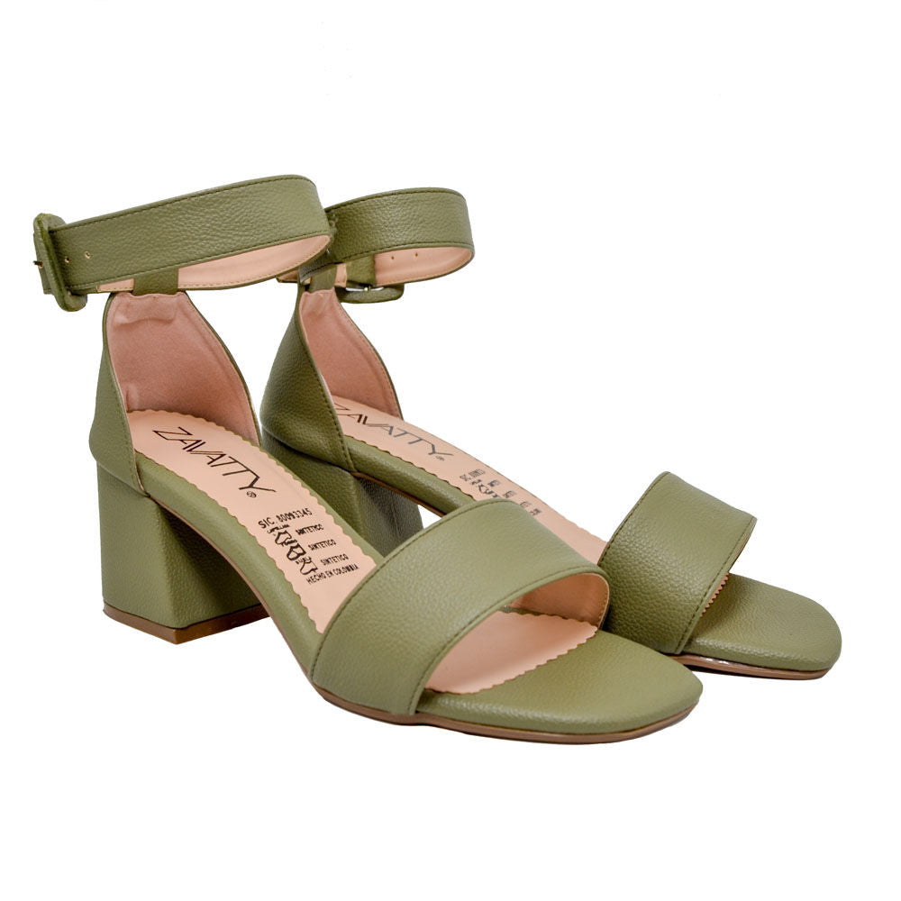 Sandalia tacon verde oliva para mujer 2350-Z148