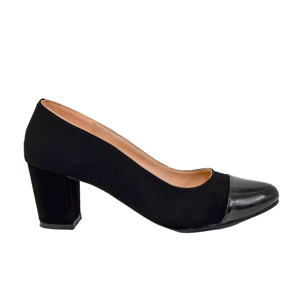 Tacon negro nobuck x negro charol para mujer 8060-Z140