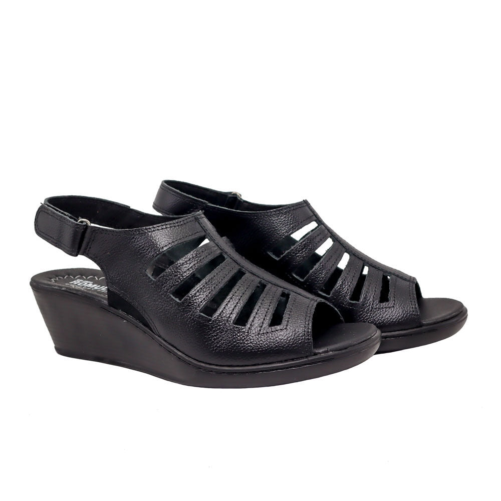 Sandalia plana negro para mujer RO5032