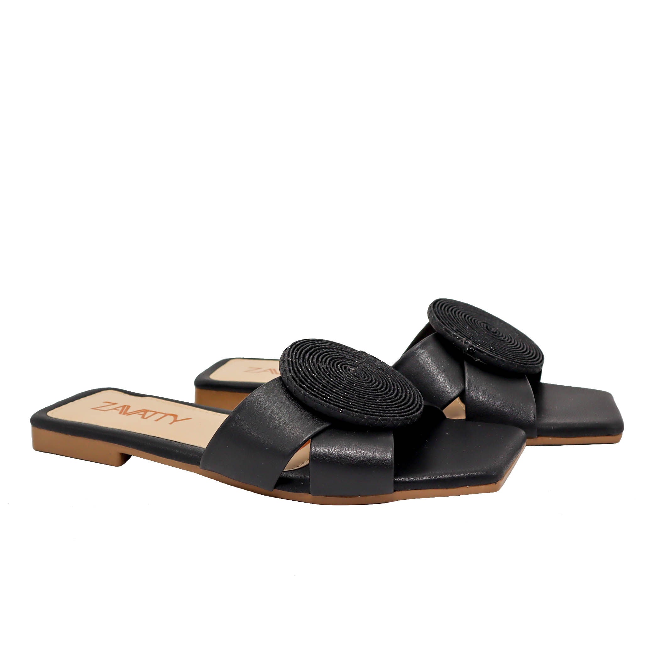 Sandalia plana negro para mujer V591-Z84