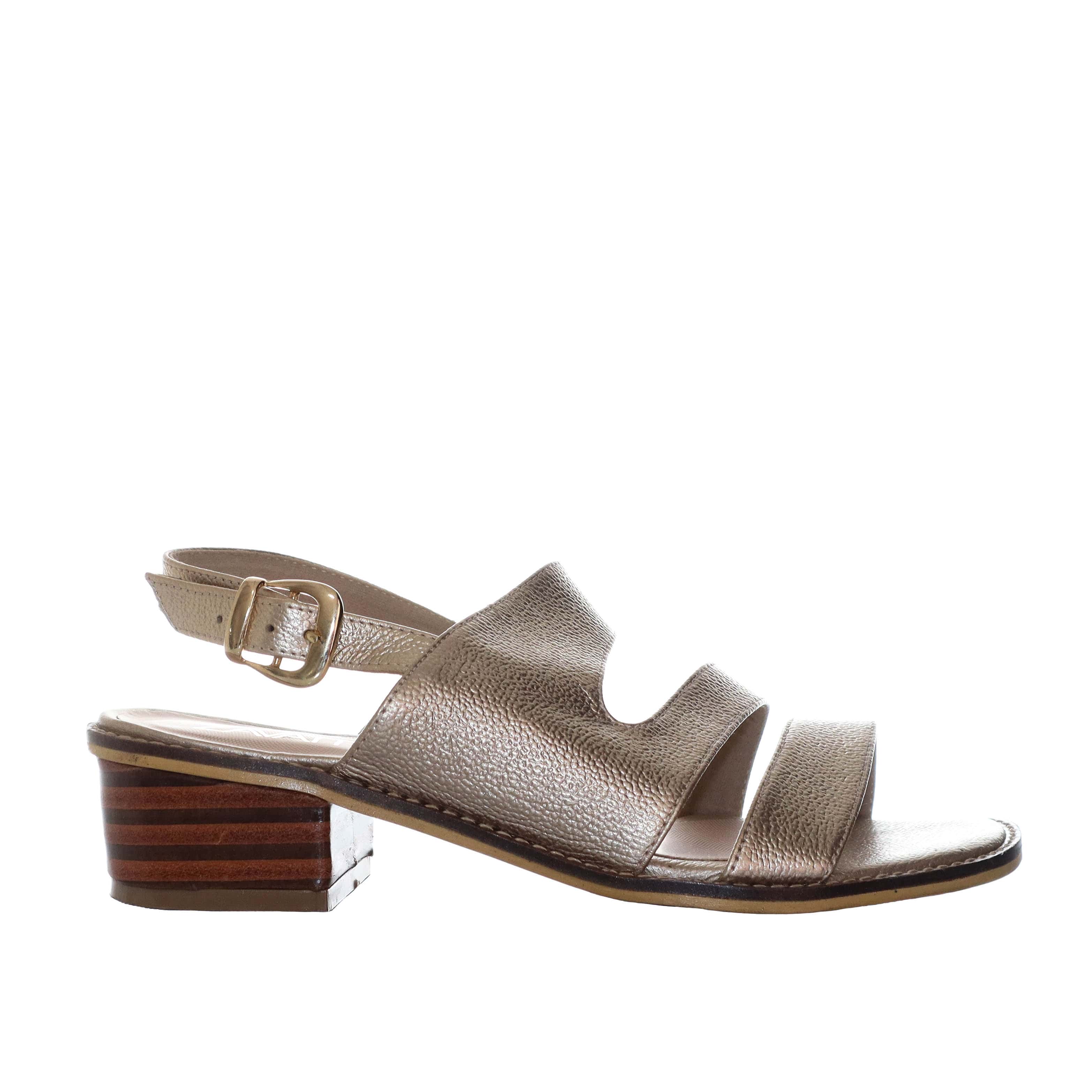 Sandalia tacon champaña cuero para mujer 619-Z559
