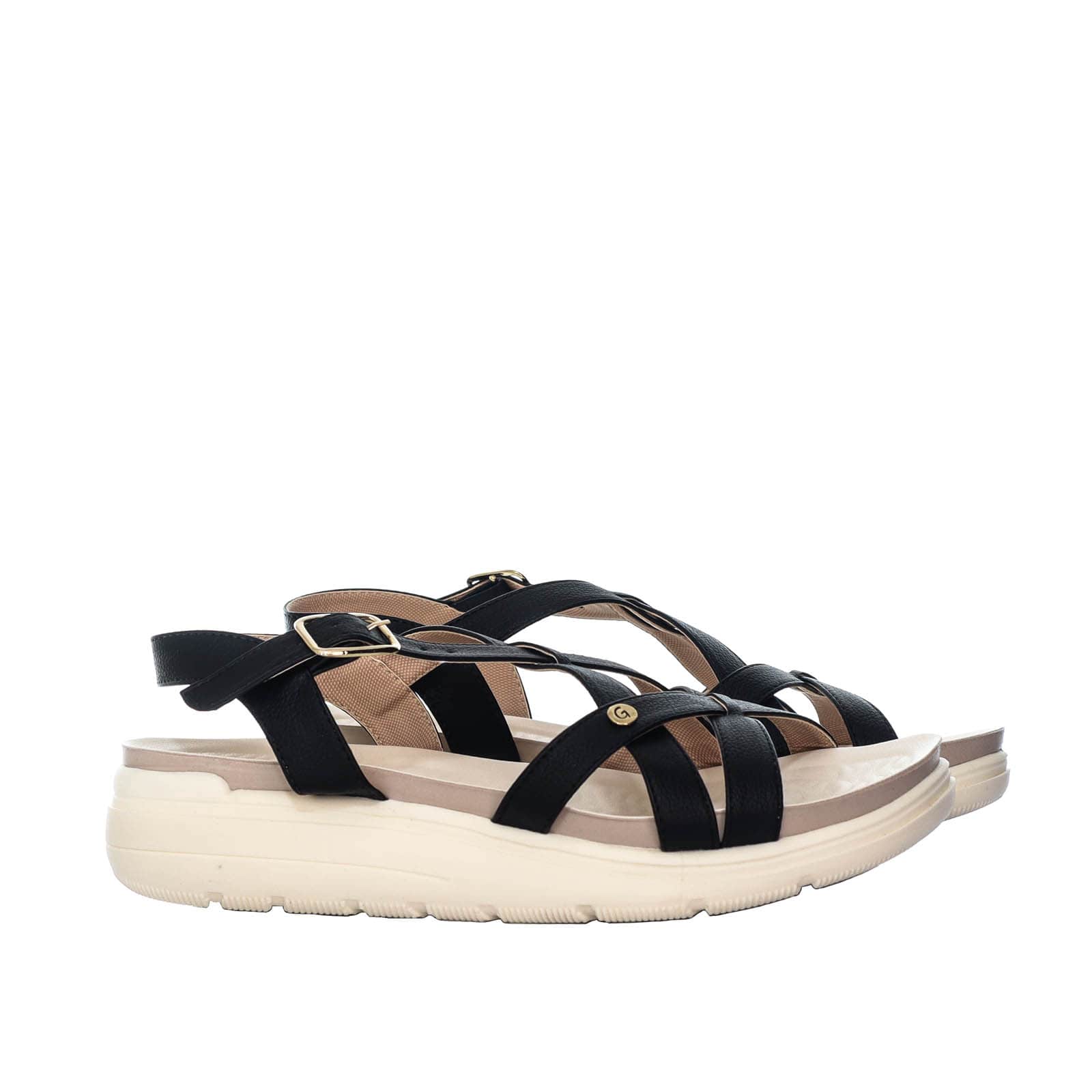 Sandalia plana negro para mujer 6077-Z83