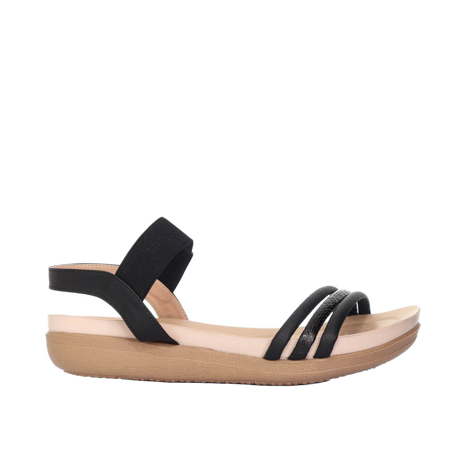 Sandalia plana negro x charol para mujer 955-Z83