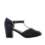 Sandalia tacon negro cuero para mujer H-SABA
