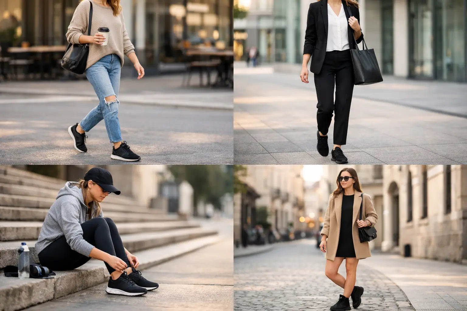 Outfits reales con tenis negros para cada día