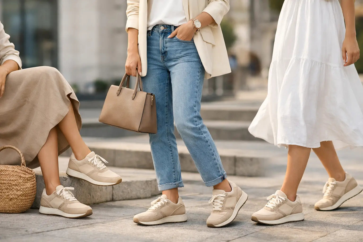 Cómo combinar tenis beige mujer sin fallar