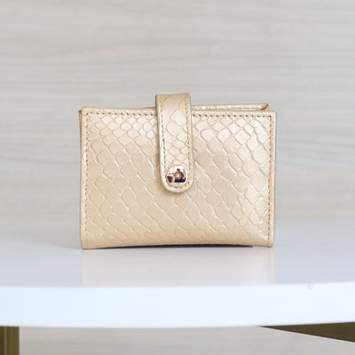 Billetera pequeña dorado cuero para mujer BI-T97