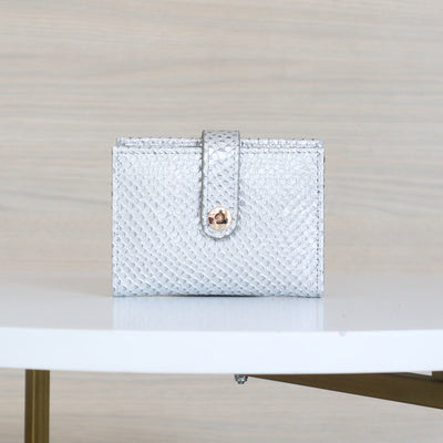 Billetera pequeña plata cuero para mujer BI-T97