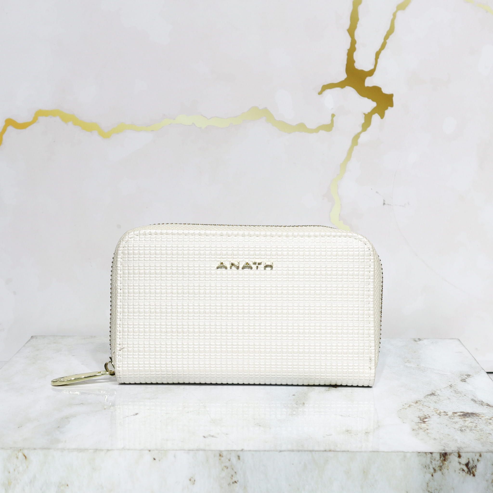 Billetera pequeña blanco perla para mujer BI21392-1