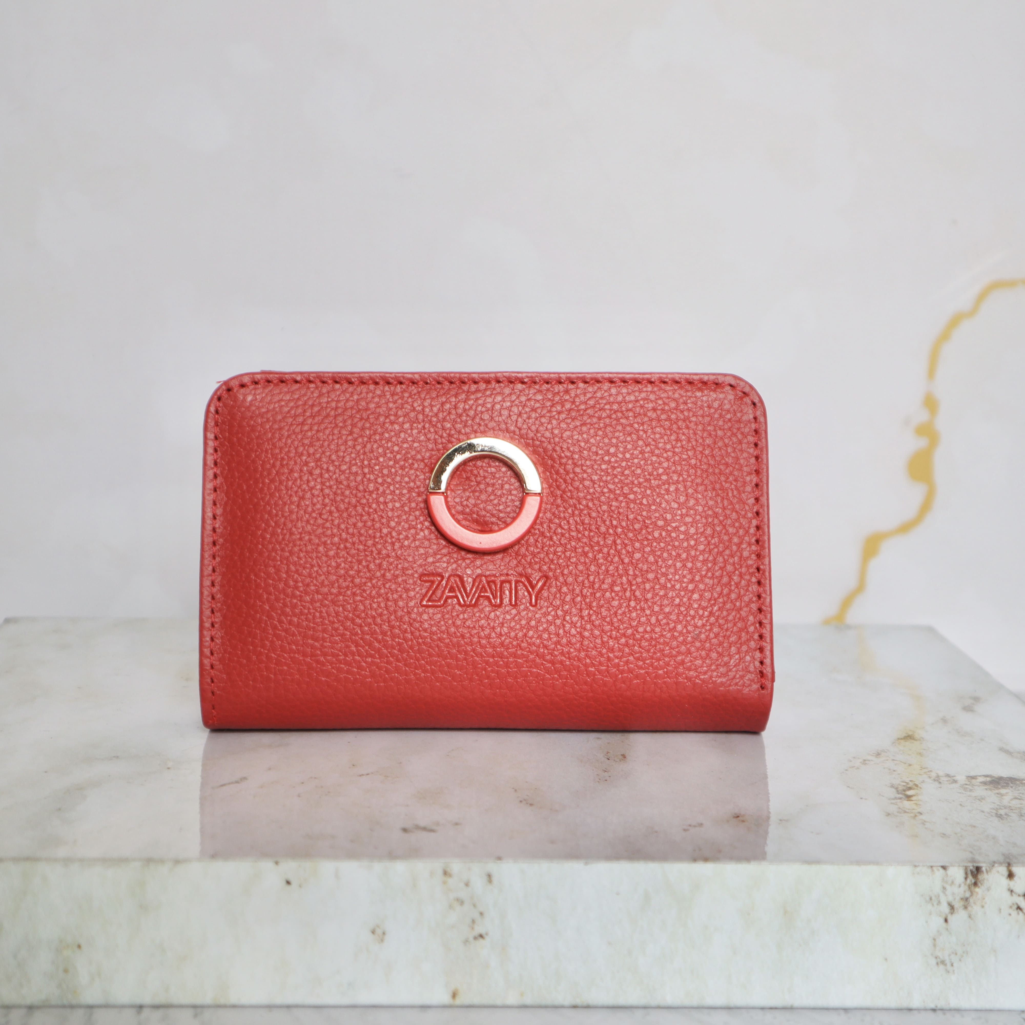 Billetera mediana rojo cuero para mujer BI8813