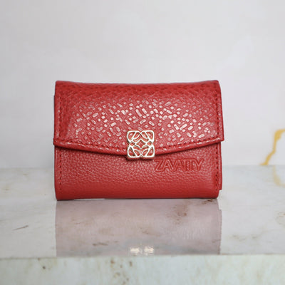 Billetera mediana rojo cuero para mujer BI8824