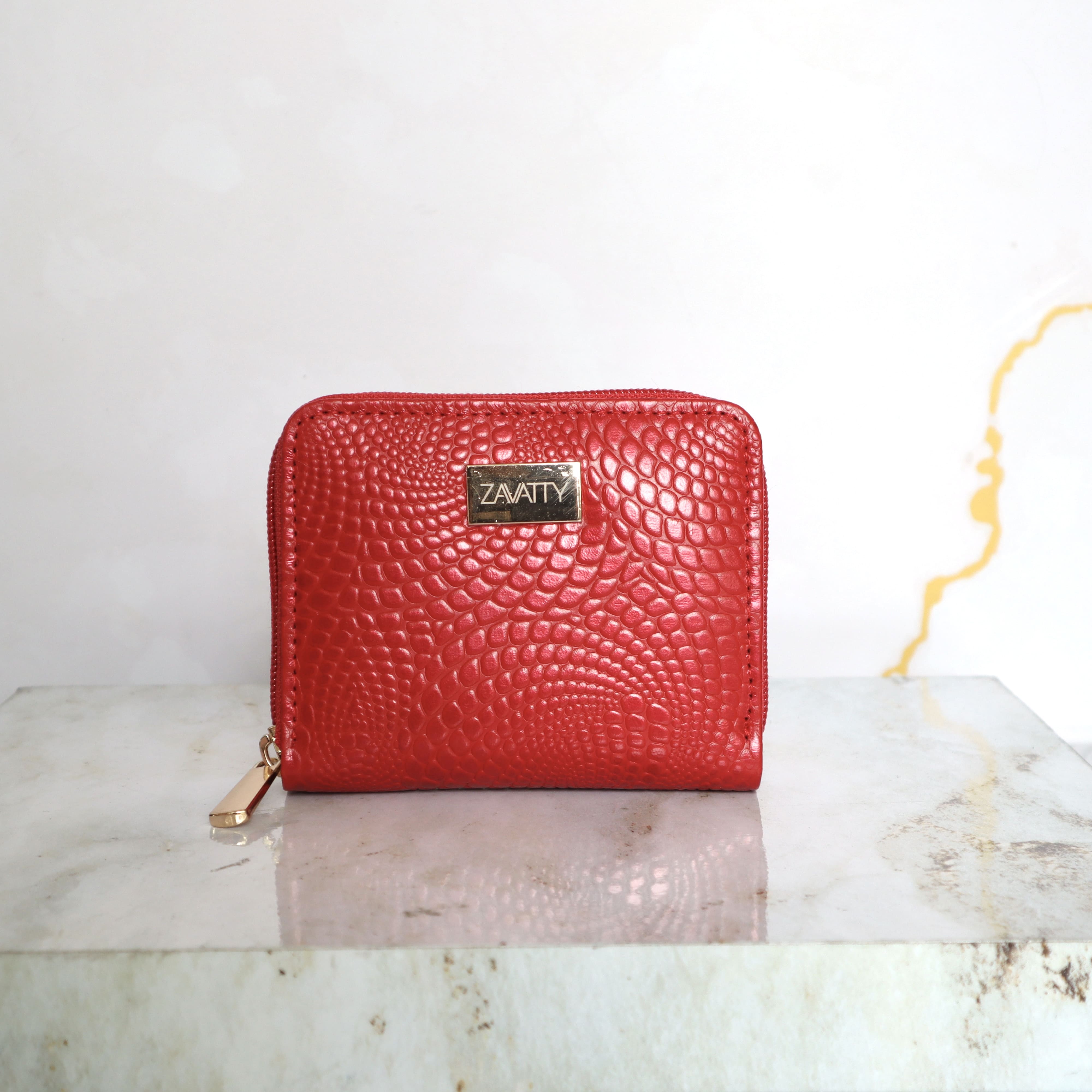 Billetera mediana rojo cuero para mujer BI8831