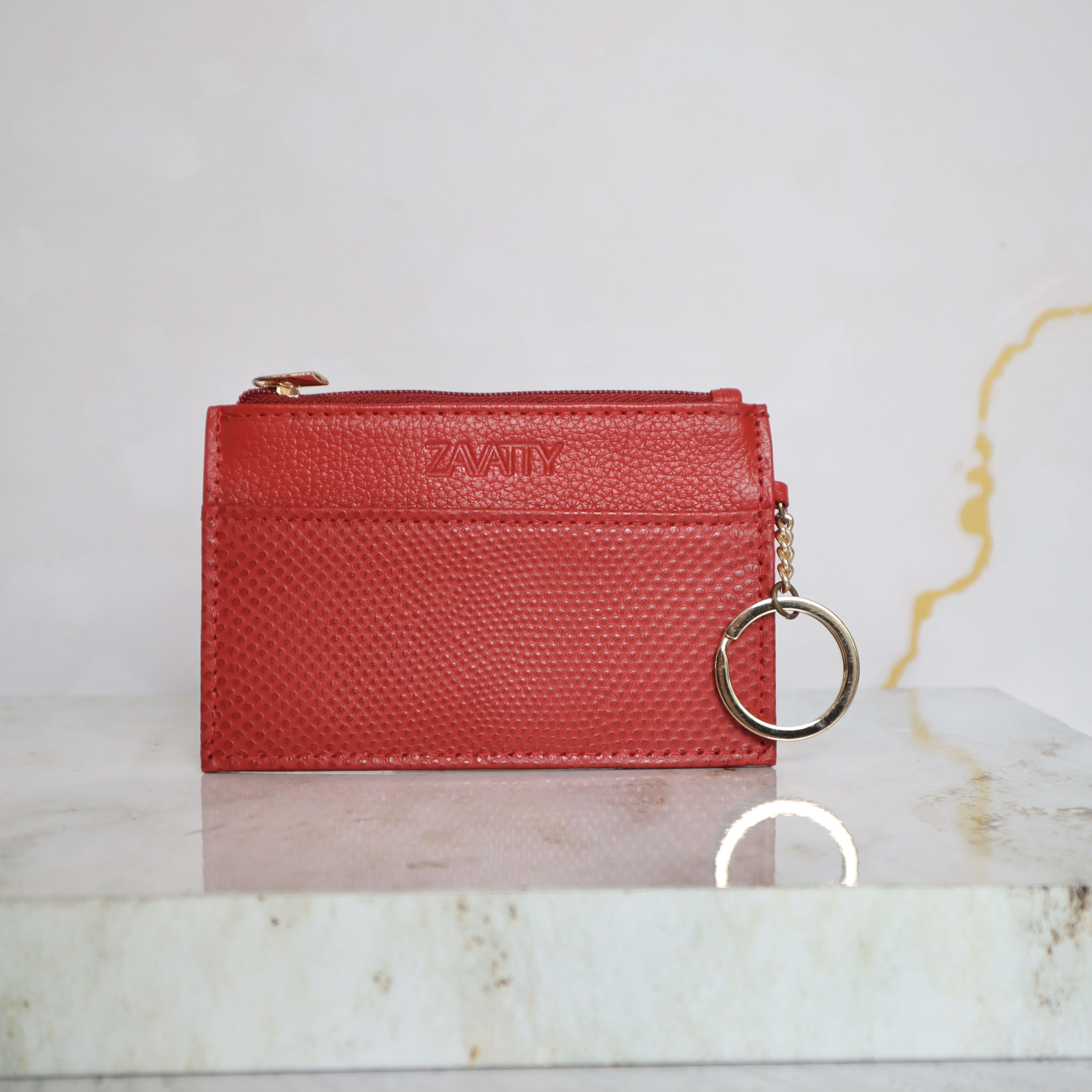 Tarjetero rojo cuero para mujer BIT42