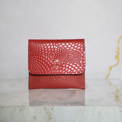 Billetera mediana rojo cuero para mujer BIT44