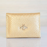 Tarjetero dorado cuero para mujer BIT96