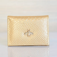 Tarjetero dorado cuero para mujer BIT96