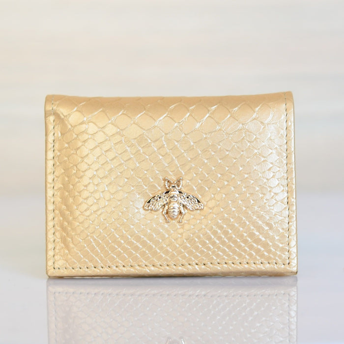 Tarjetero dorado cuero para mujer BIT96