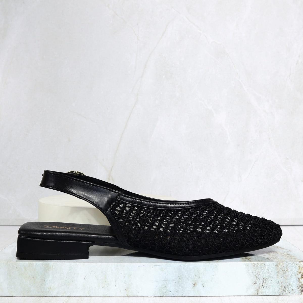 Baleta destalonada negro para mujer 032-Z720