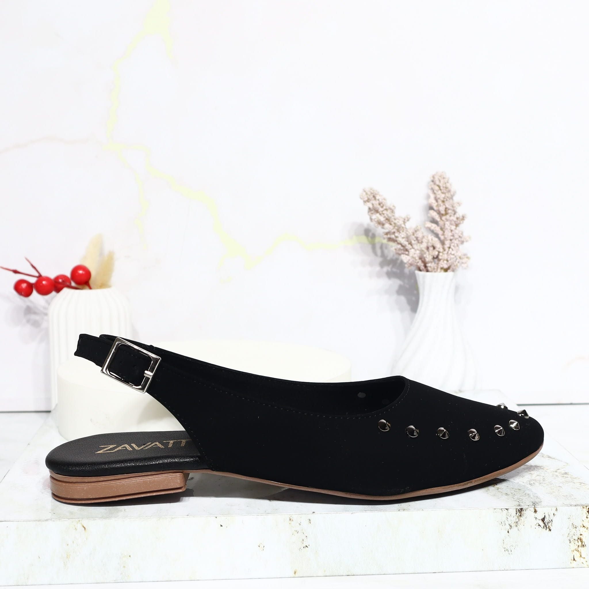 Baleta negro nobuck para mujer 2462-Z388