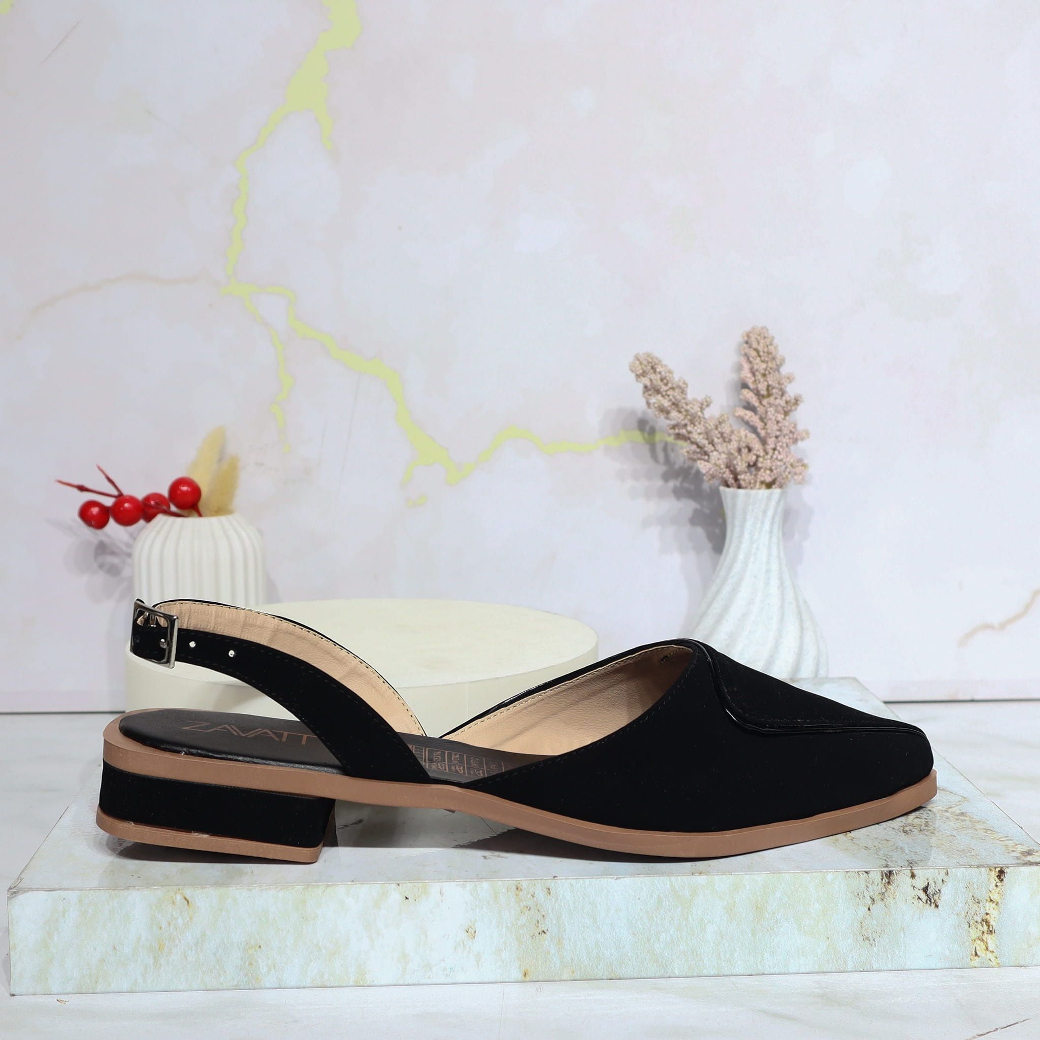 Baleta negro nobuck x charol para mujer D-721-Z731