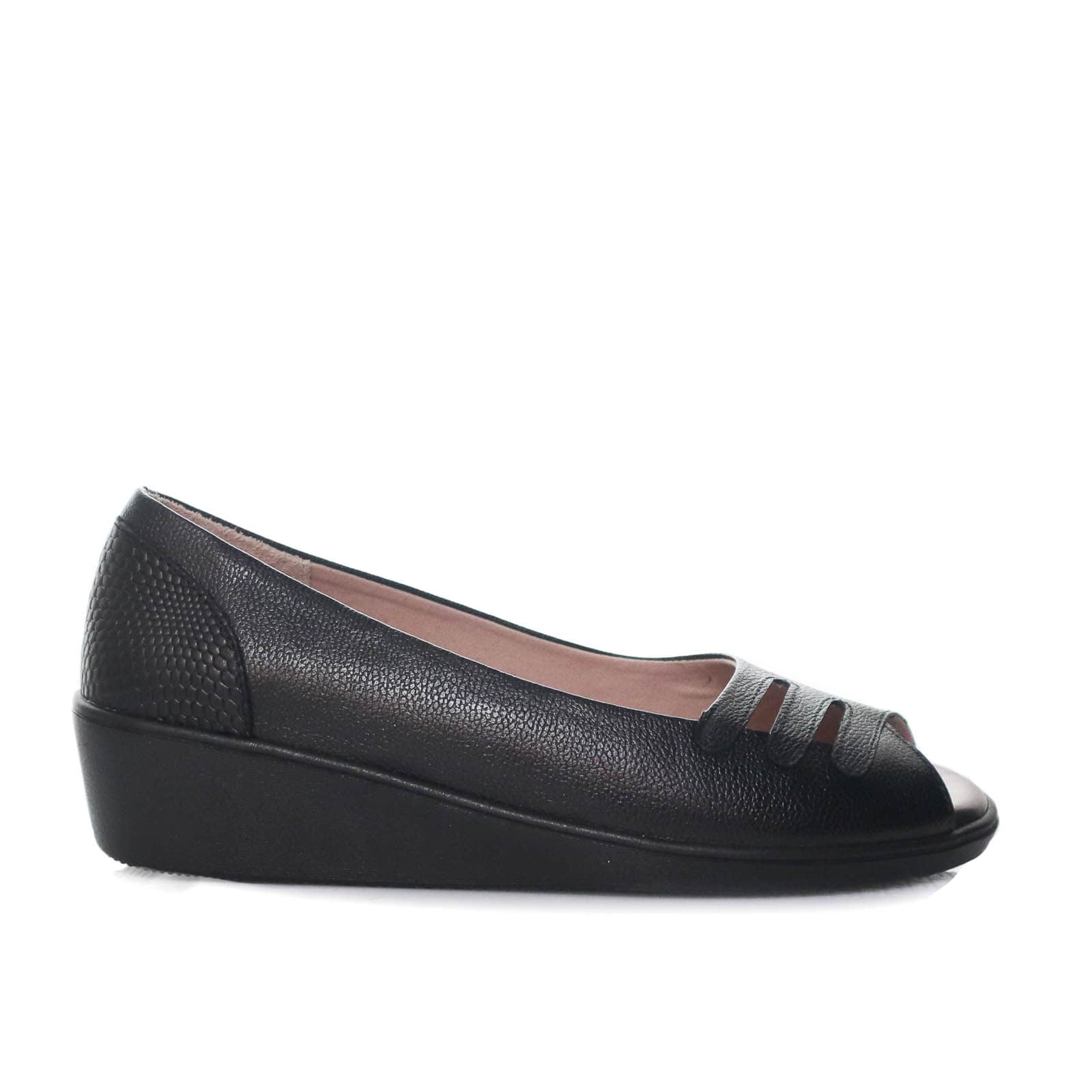 Sandalia despuntada negro cuero para mujer H-DANIELA