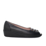 Sandalia despuntada negro cuero para mujer H-DANIELA