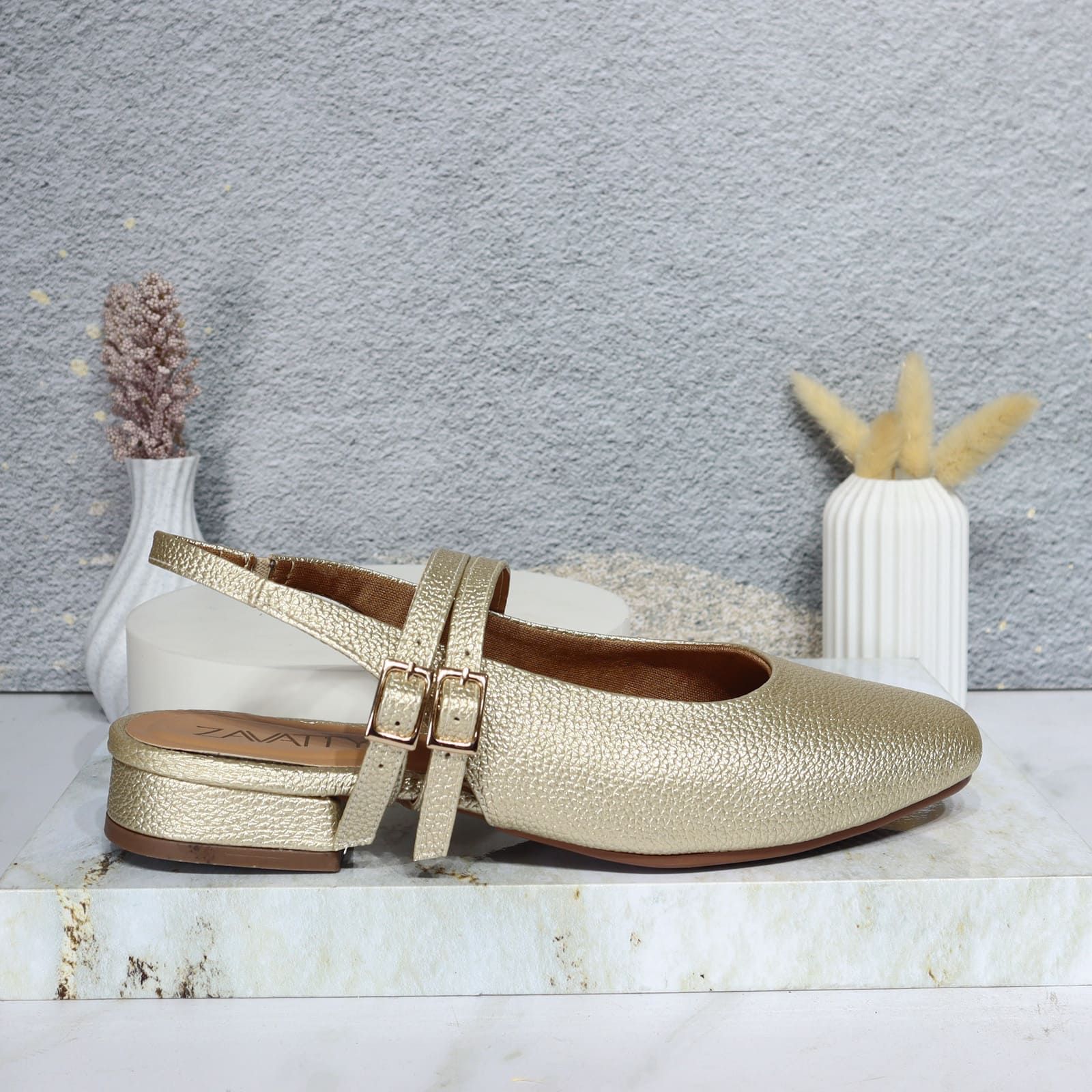 Sandalia tacon champaña para mujer L417-Z319