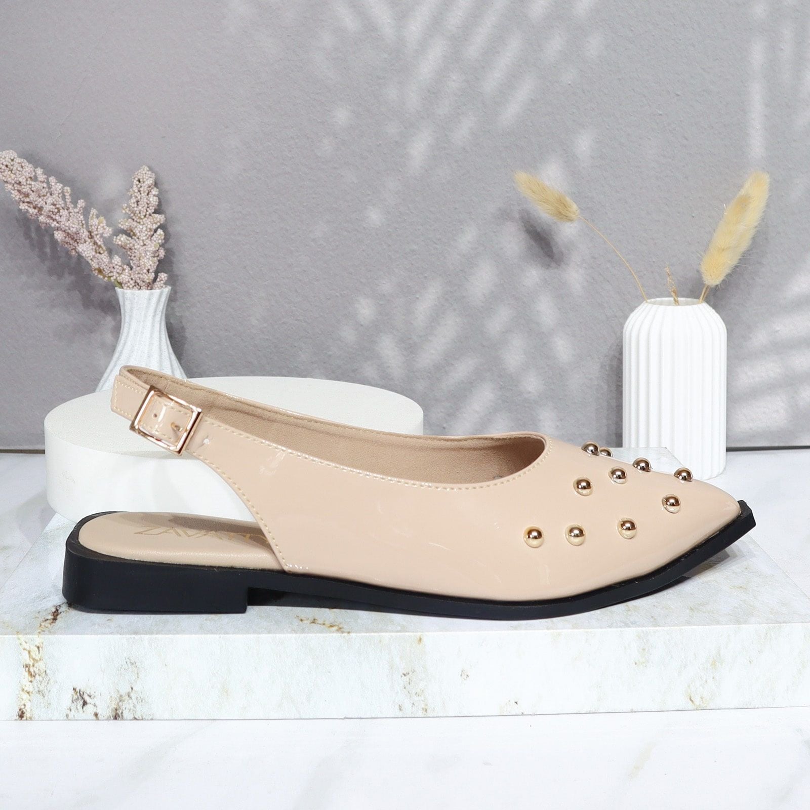 Baleta beige charol para mujer T2422-Z388